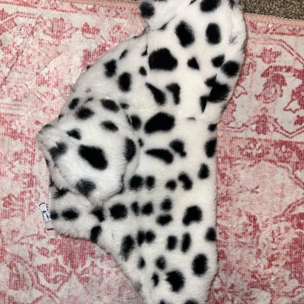Spotted Faux Fur Dog Hoodie - Picture 5 of 6